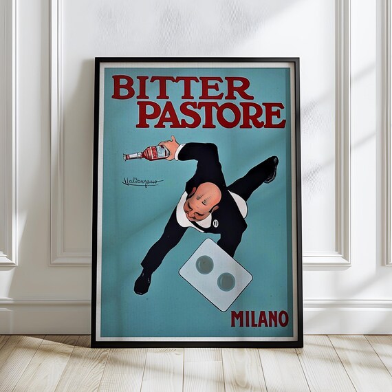 Italian Aperitif Poster Milano Bar Illustration Vintage Advertising Print Art Deco Cocktail Wall