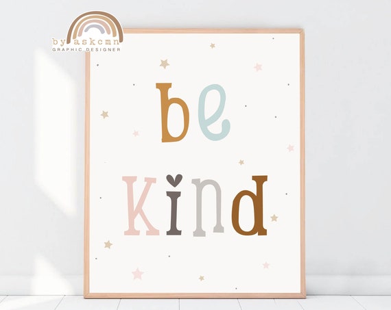 Be Kind Boho Nursery Print Rainbow Poster Living Room Art Print Baby Room Poster Birthday Gift Poster Nursery Print Art