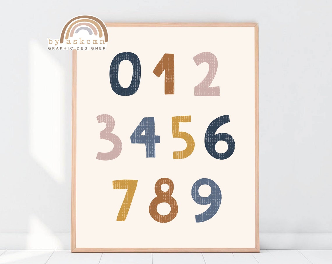 Numbers Nursery Print Kids Wall Art Numbers Wall Decor Nursery Decor Wall Art Alphabet Print Numbers Poster Instant