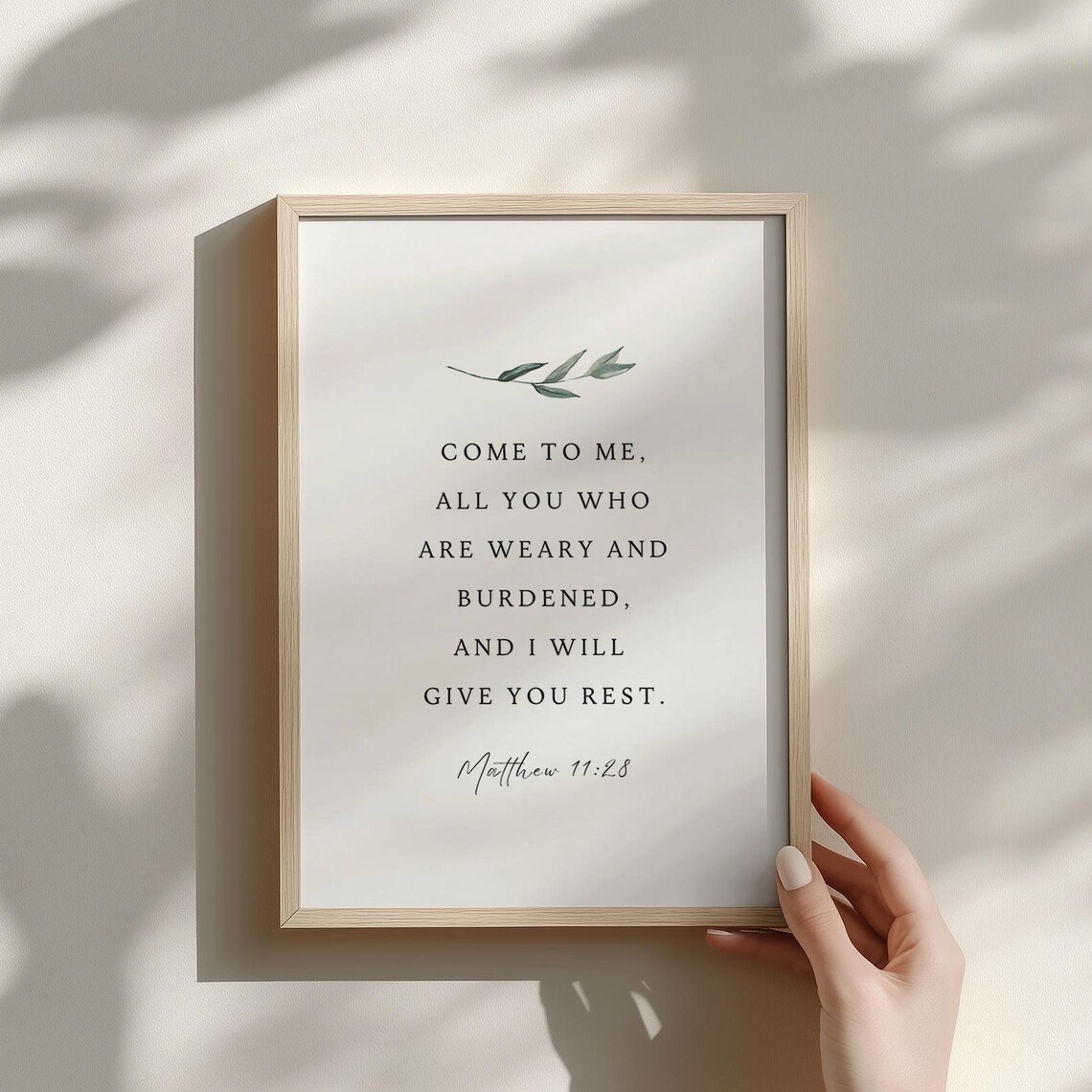 Matthew 11:28 NIV Come To Me, Bible Verse Art Print