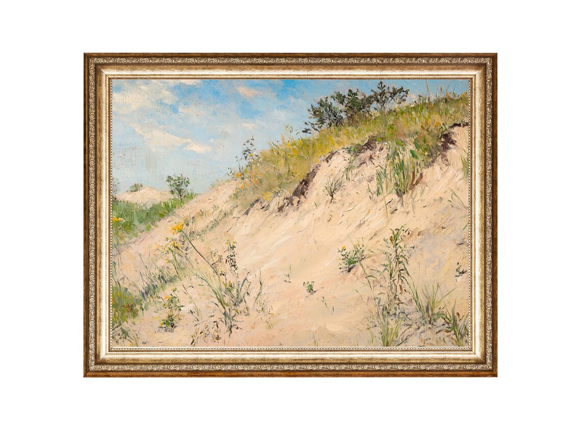 Dune Art Landscape Print Beach Cottage Art Oil Painting Cottage Core Art Best Gifts Vintage Painting Wall Art Prints