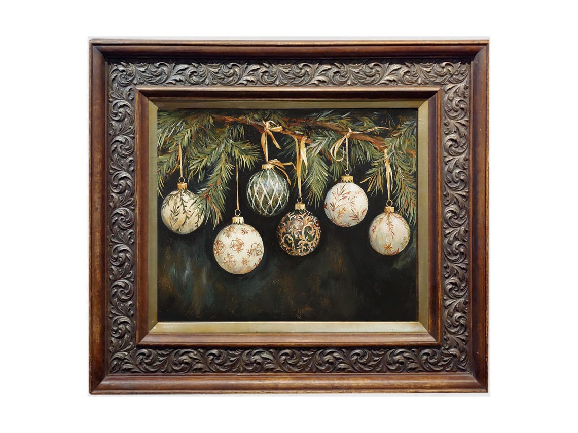 Christmas Ornaments Vintage Holiday Poster Print - Image 2