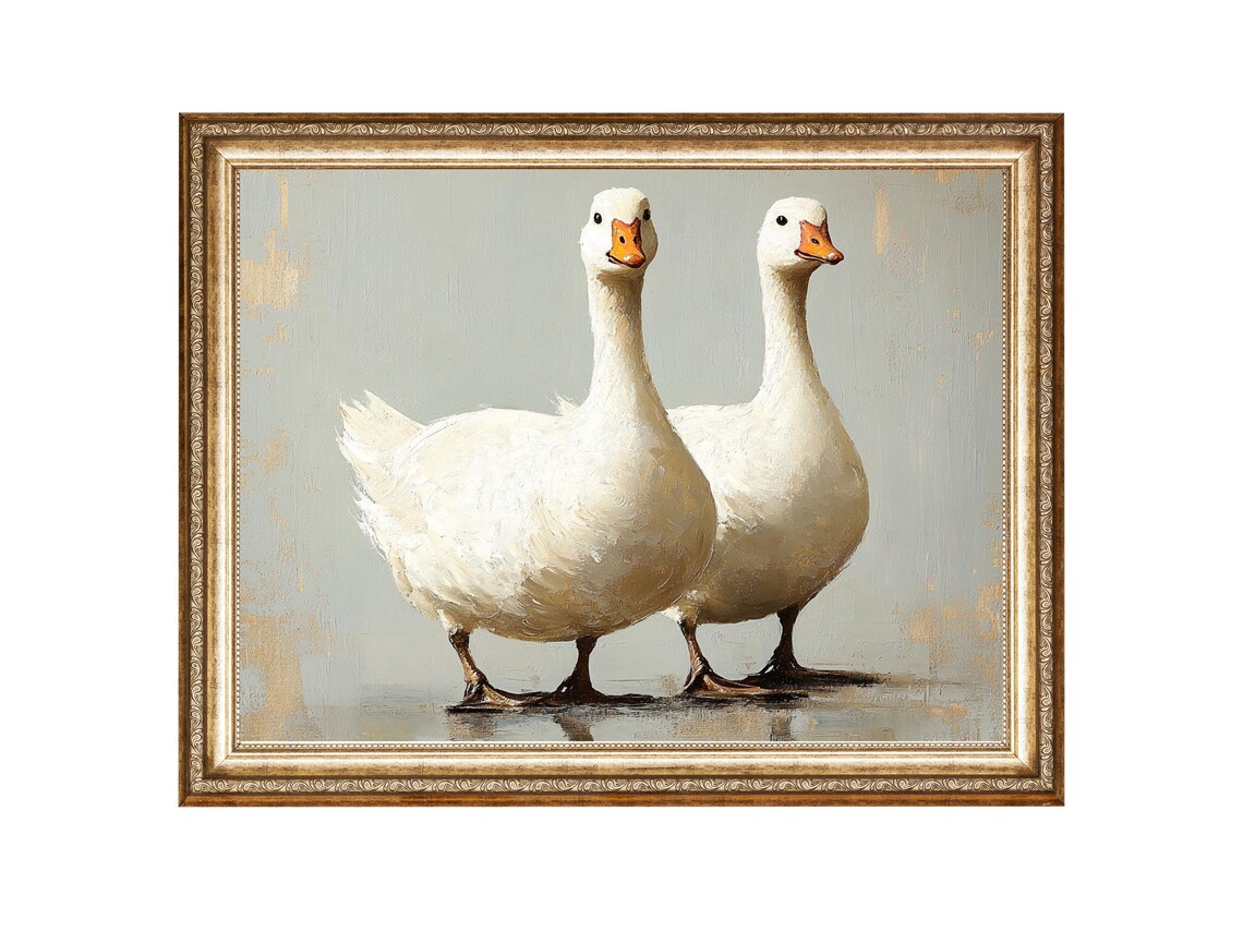 Goose Pair Rustic Farmhouse Animal Art Print