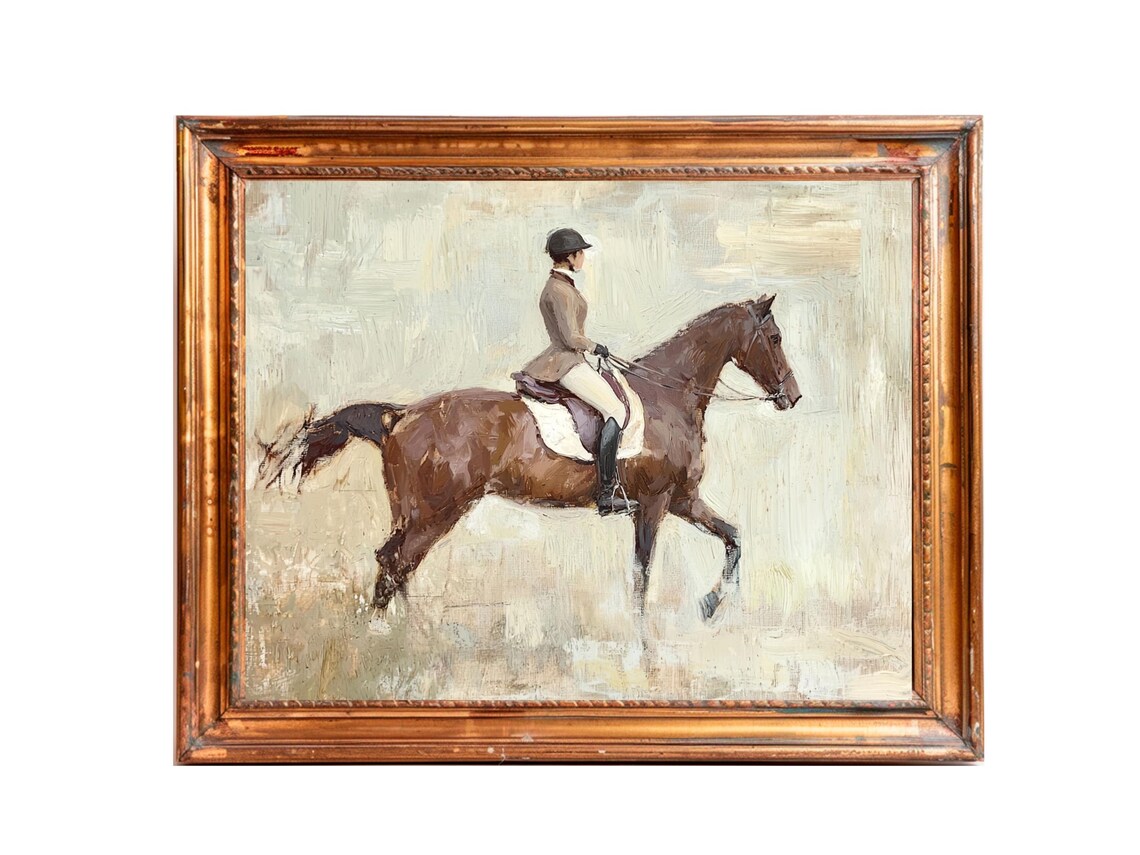 Equestrian Painting, Vintage Cowboy Decor - Image 3