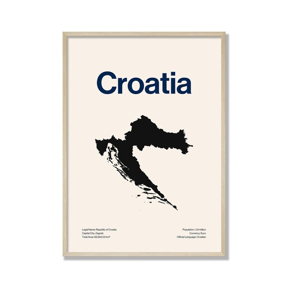 Minimalist Croatia Map Print Modern Wall Art Contemporary Travel Poster Neutral Home Decor