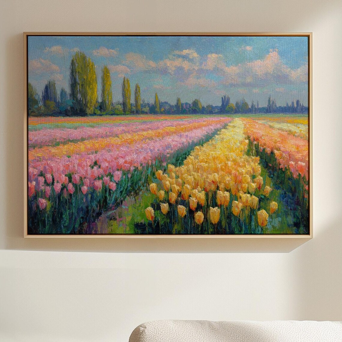 Colorful Tulip Field Landscape, Spring Decor Art Print