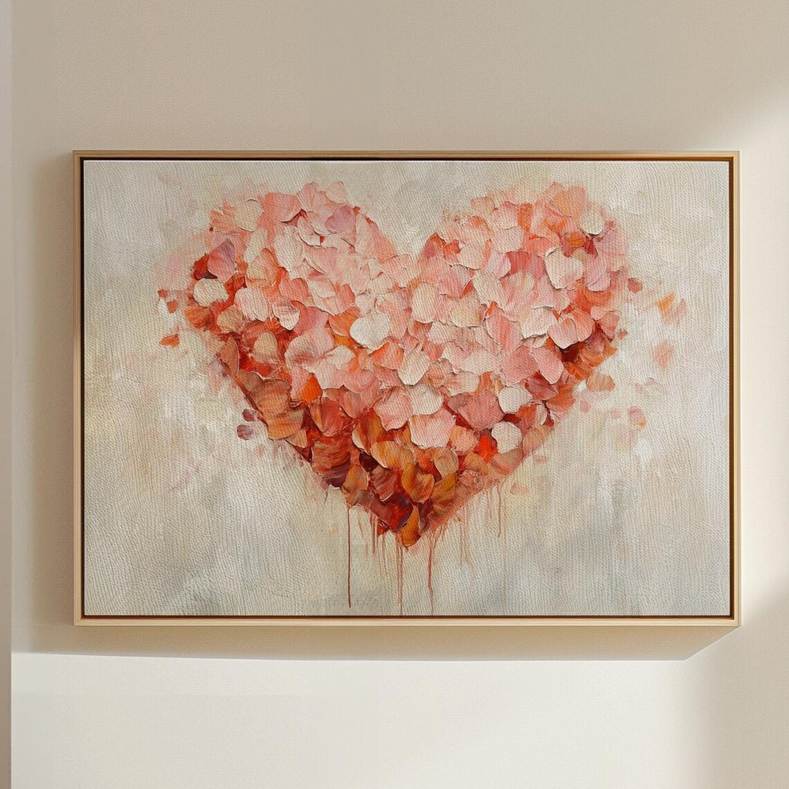 Floral Heart Abstract Painting, Romantic Decor