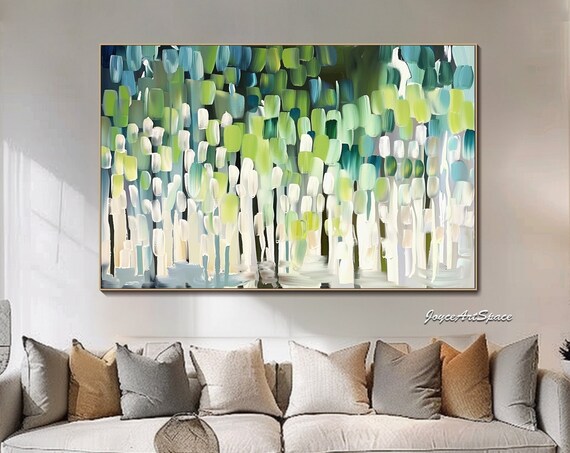 Large Abstract Oil Painting On Original Wall Art Green Forest Painting Living Room Wall Art Custom Painting Extra Large Wall Art