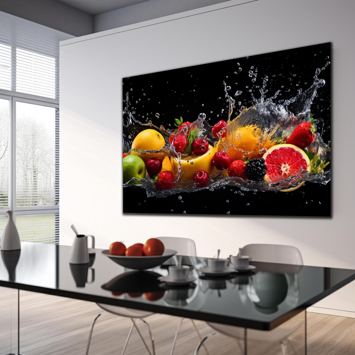 Citrus Fruit Splash Lemons Grapefruit Cherries Water Burst Poster