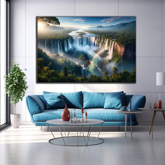 Waterfall Paradise Forest Landscape Art Print