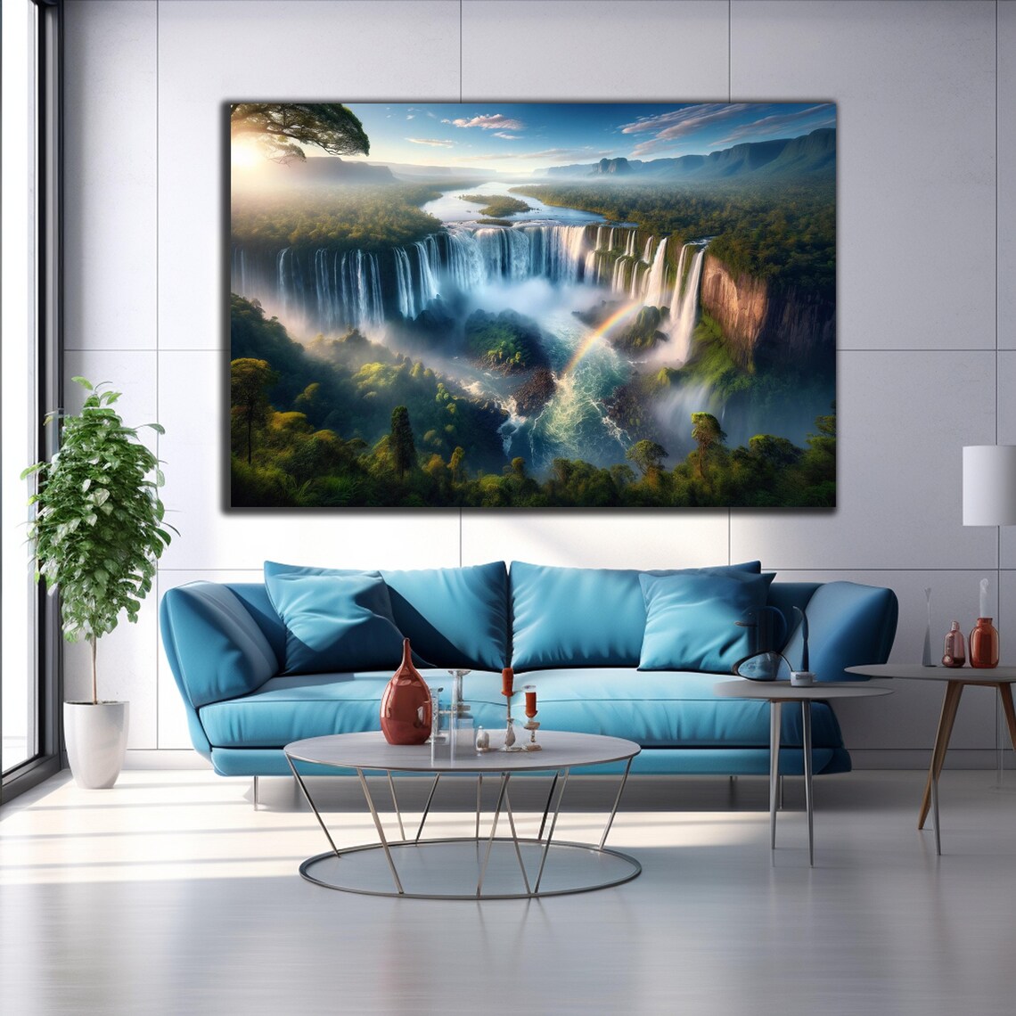 Waterfall Paradise Forest Landscape Art Print