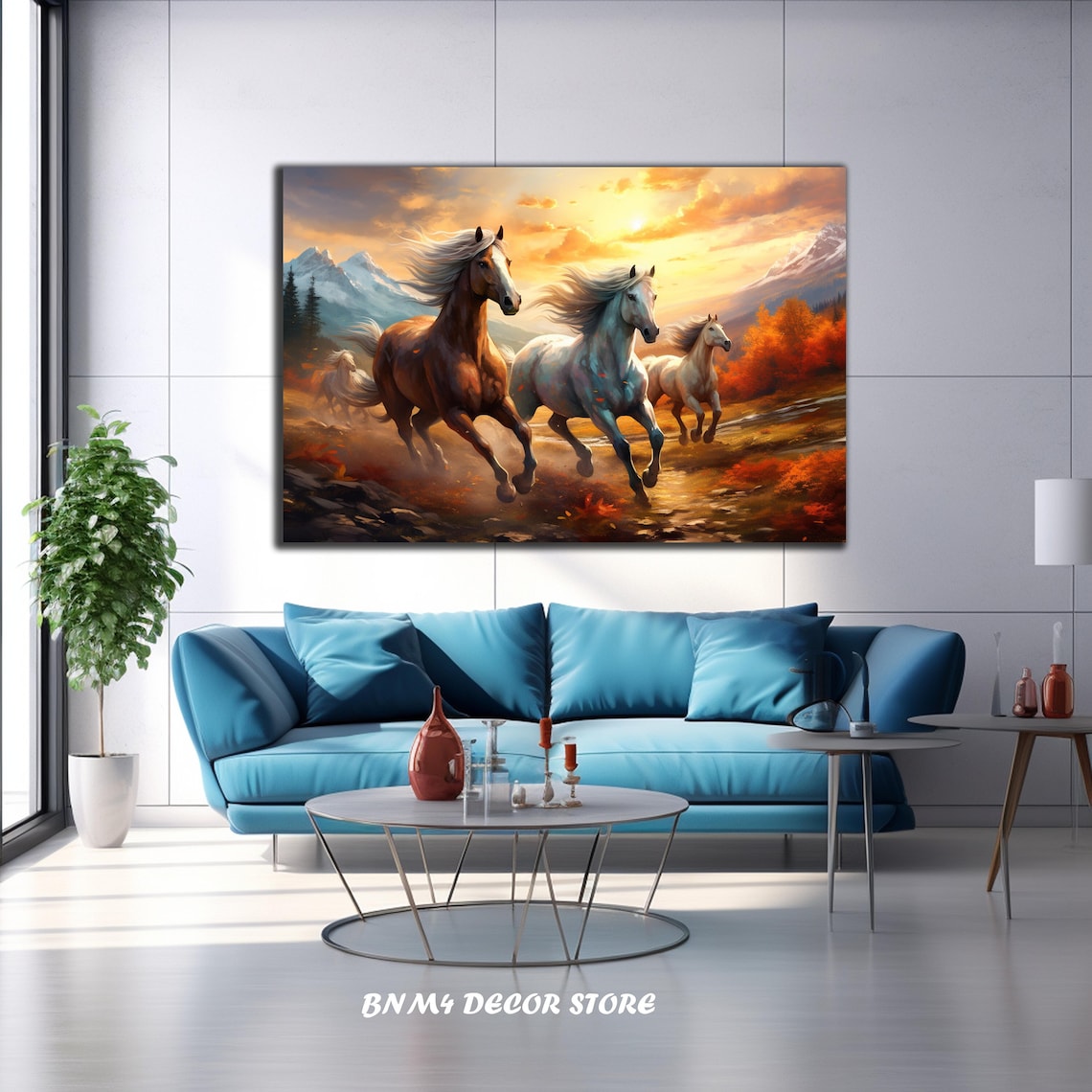 Wild Horses Wall Art Print, Flamboyant Horse Decor