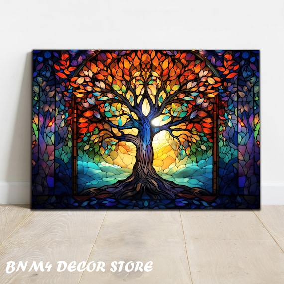 Tempered Glass Wall Art Life Of Tree Glass Decor Stained Wall Art Life Of Tree Large Wall Art Wall Hangings Stained Window Glass