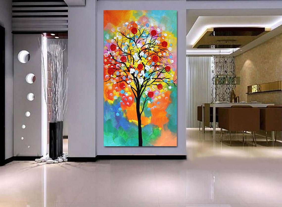 Colorful Rainbow Tree Of Life On Vivid Abstract Oil Paint Poster - Image 2