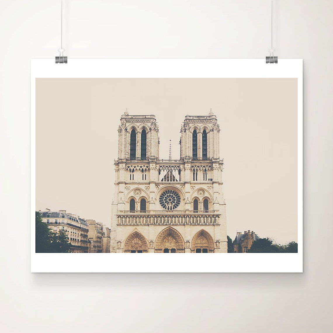 Notre Dame Cathedral Paris Facade Rose Window Architecture Photo Print