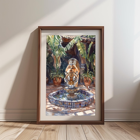 Tiger In Riad Art Print Maximalist Jungle Wall For Boho Bedroom Decor Eclectic Unframed Poster Unique Gift Her