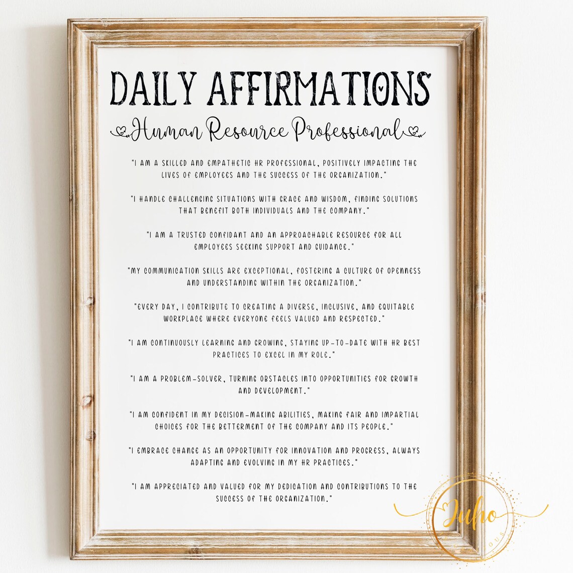 Human Resources Affirmations - Daily Affirmation Print