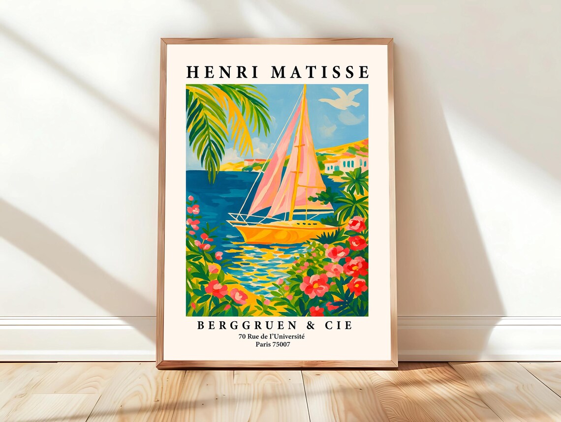 Henri Matisse Coastal Sailboat Fauvist Exhibition Style Poster