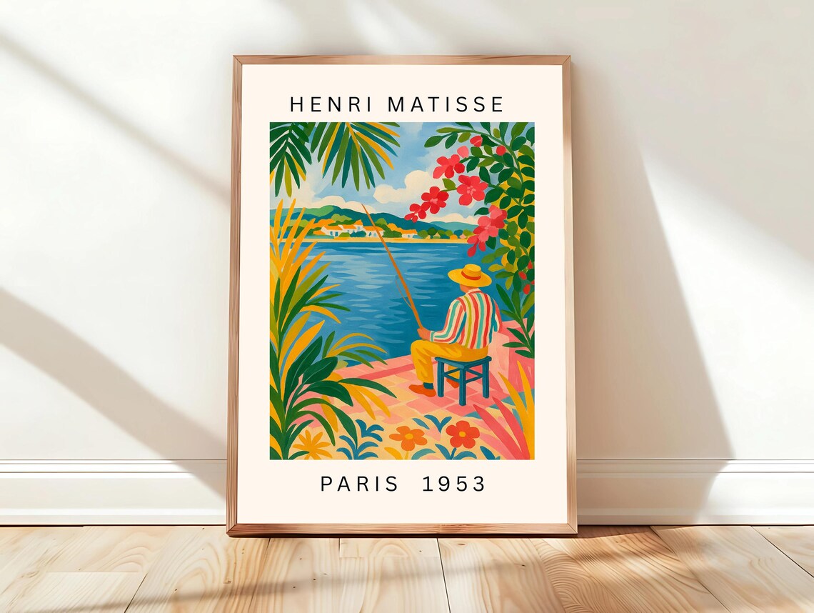 Lakeside Fisherman In Straw Hat Henri Matisse Paris 1953 Poster