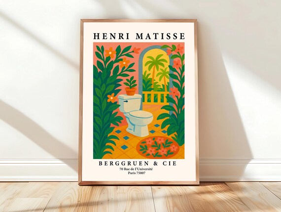 Tropical Bathroom Toilet Palm Trees Berggruen Paris Gallery Poster