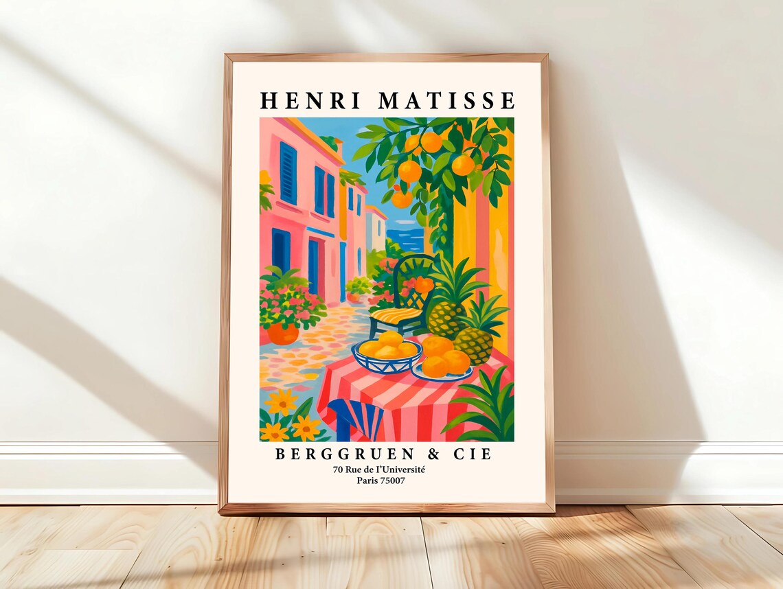 Colorful Mediterranean Fruit Market Street Matisse Art Poster