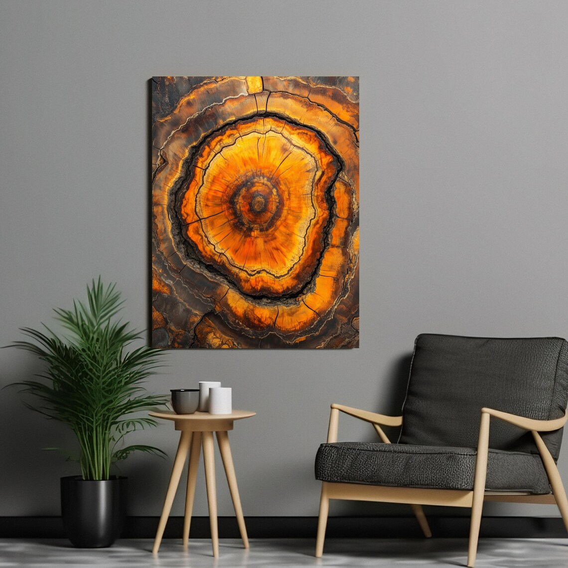 Tree Ring Wall Art Abstract Colorful Tree Ring Wall Decor Minimalist Home Art Modern Farmhouse Living Room Print - Image 3