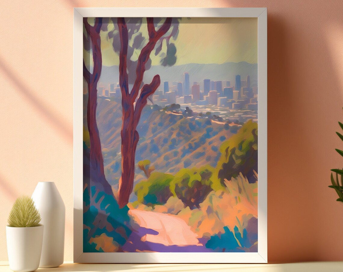 Runyon Canyon California Pastel Painting Art Print