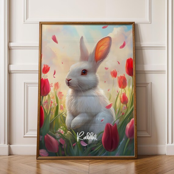Rabbit Framed Poster Rustic Farmhouse Nursery Wall Art