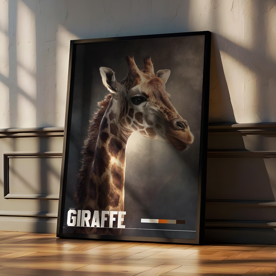 Giraffe Portrait Framed Safari Wildlife Photography Poster Nursery Decor