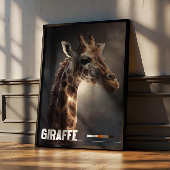 Giraffe Framed Poster Safari Wildlife Wall Art For Nursery Or Kids Room