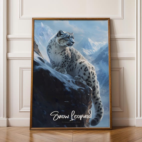 Snow Leopard Himalayas Print Wildlife Art Nature Poster