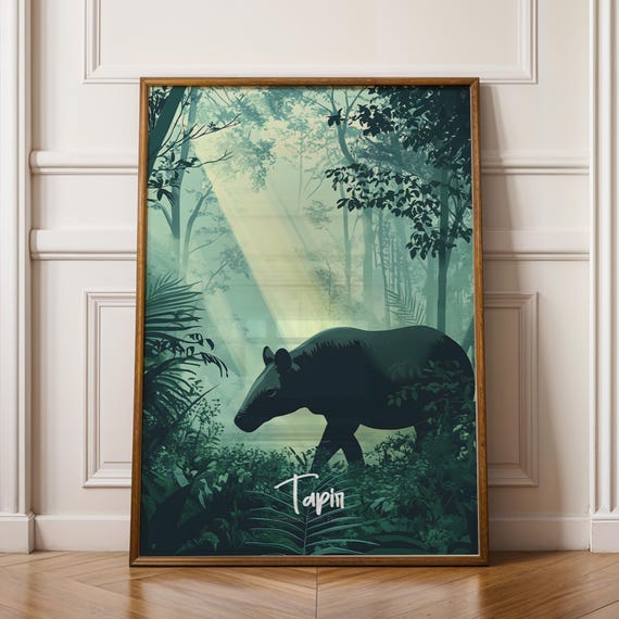 Tapir Print Exotic Jungle Animal Wall Art Modern Rustic Decor