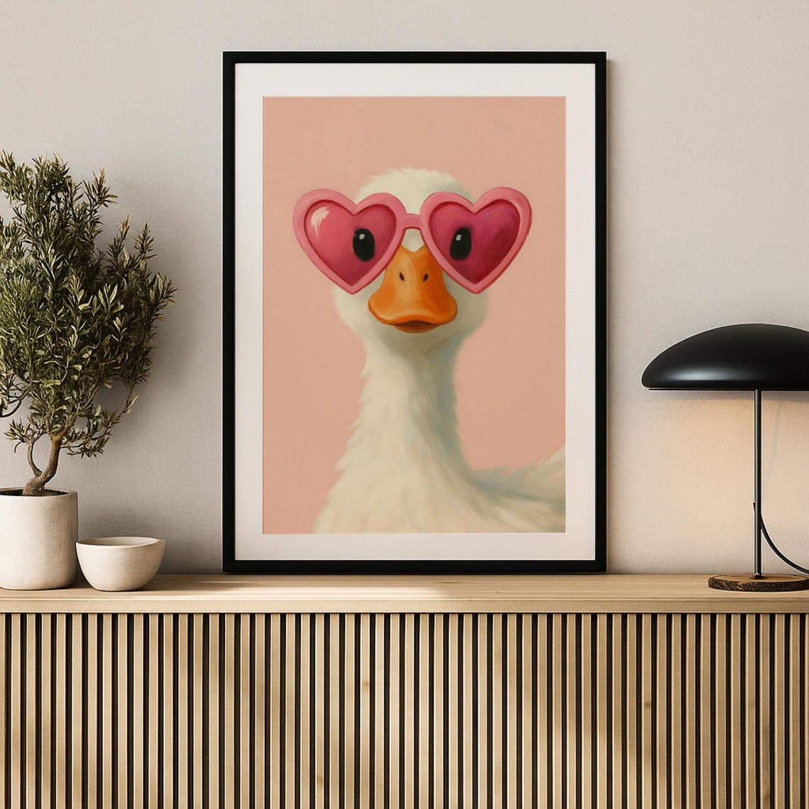 Cute Funny Animal Pink Duck Decor Whimsical Art Print For Nursery Kids Room Or Bathroom Cool