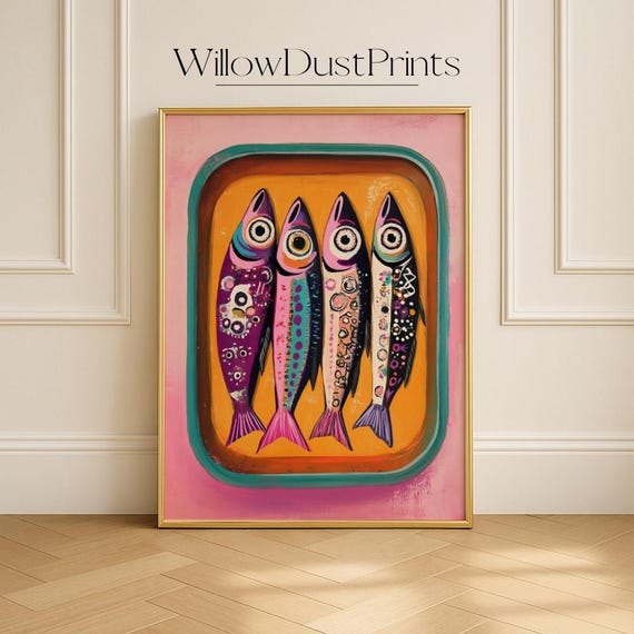 Sardine Tin Fish Pop Art Print, Kitchen Decor