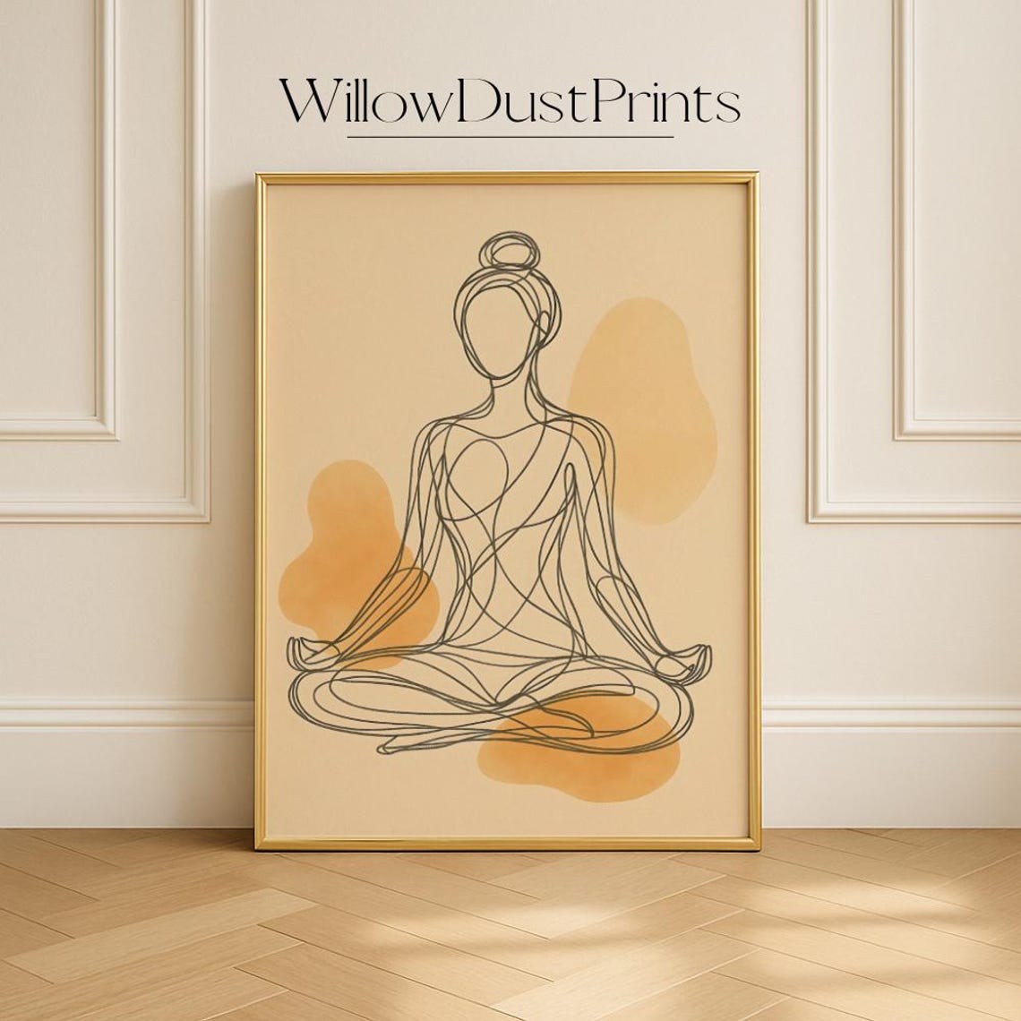 Yoga Lotus Pose Minimalist Line Art Zen Meditation Wall Poster