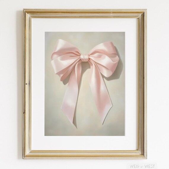 Soft Pink Satin Bow Coquette Feminine Preppy Girls Room Poster