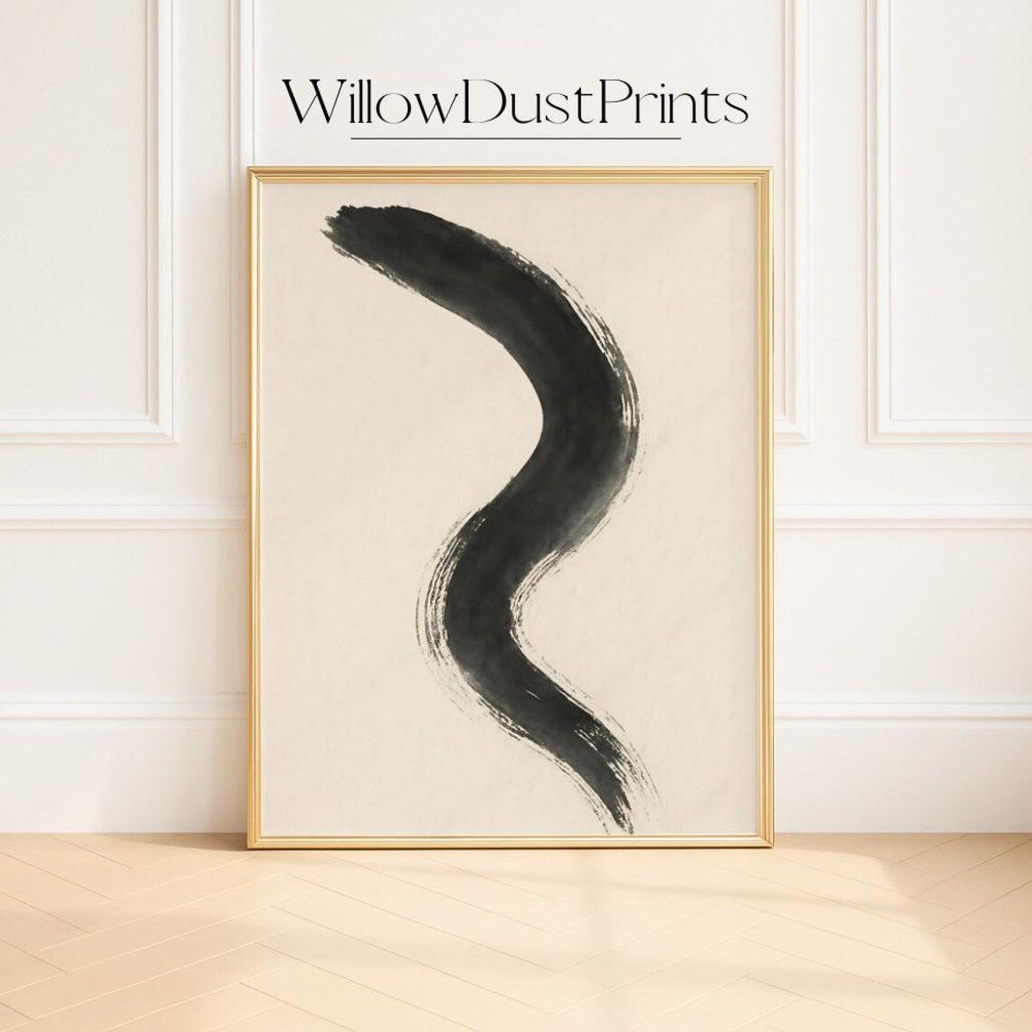 Minimalist Black Brushstroke Japanese Zen Ink Painting Poster