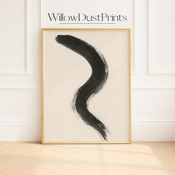 Minimalist Black Brushstroke Wall Artmodern Japanese Zen Ink Painting Abstract And White Print For Contemporary Home Dcor Gift