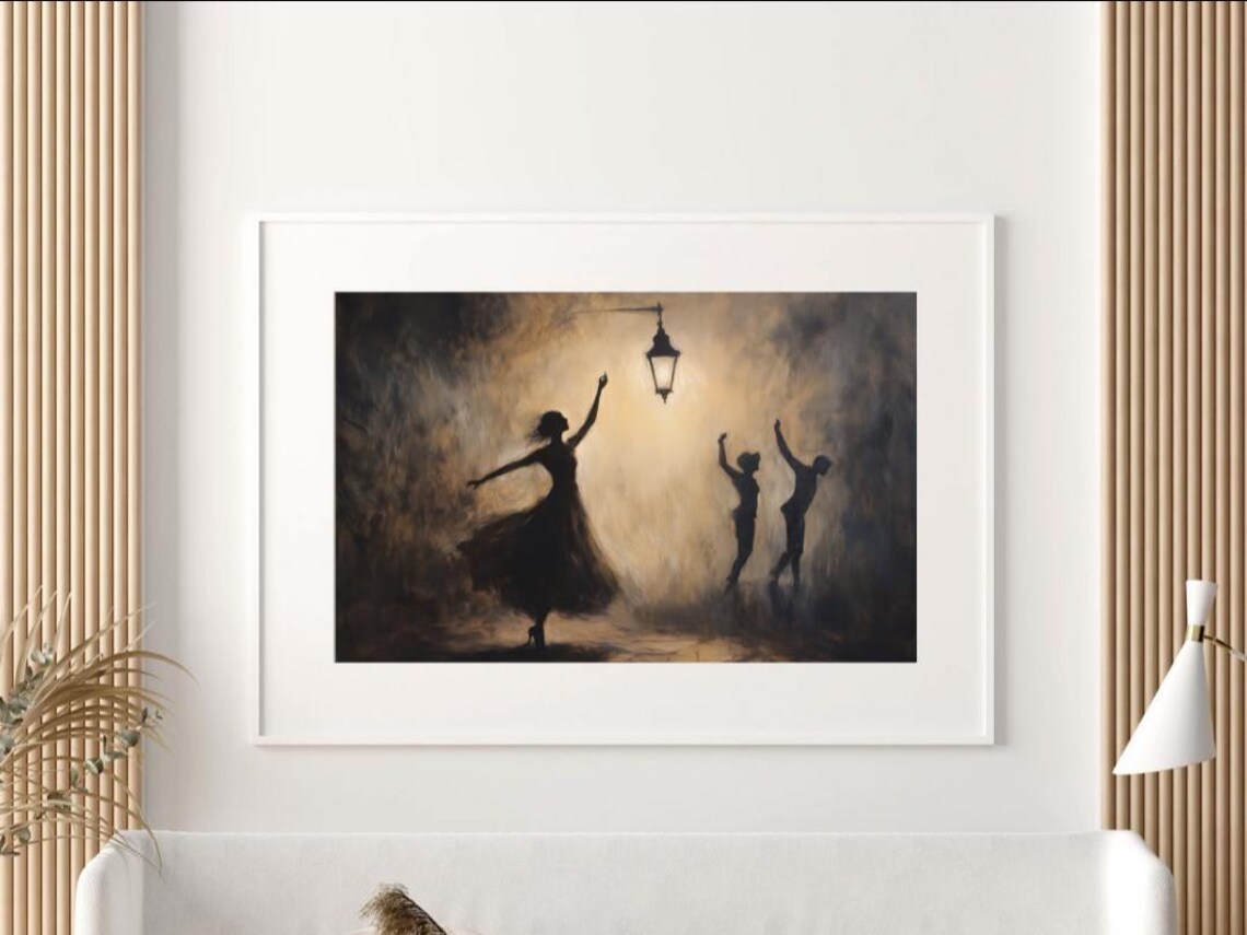 Streetlight Waltz Romantic Silhouette Dance Art Print - Image 2