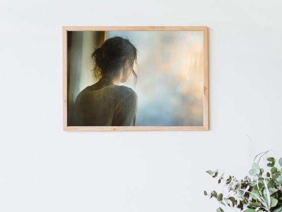Soft Solitude Portrait, Reflective Woman At Window