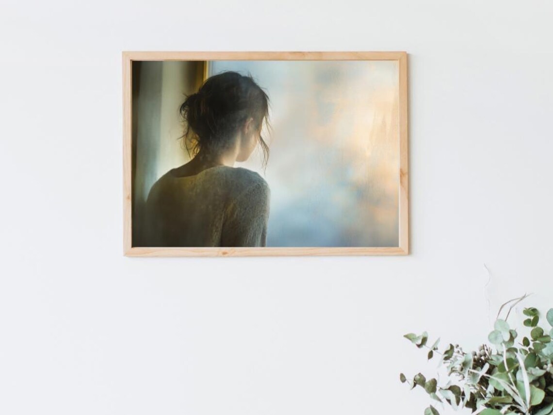 Soft Solitude Portrait, Reflective Woman At Window