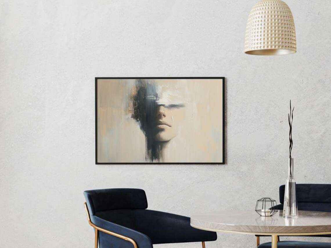 Veiled Silence Minimalist Abstract Portrait Print - Image 3