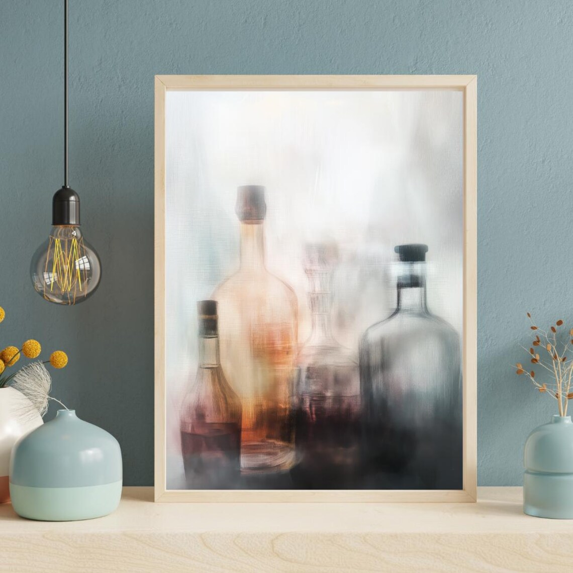 Muted Still Life Bottles, Dreamy Minimalist Art Print - Image 3