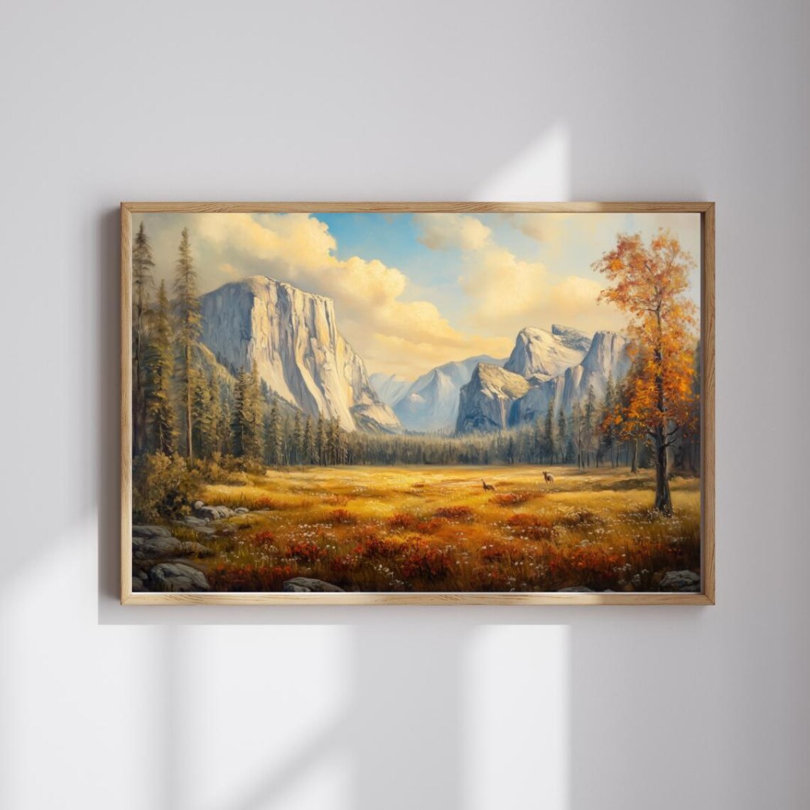 Yosemite Valley Fall Oil Painting, Autumn Landscape