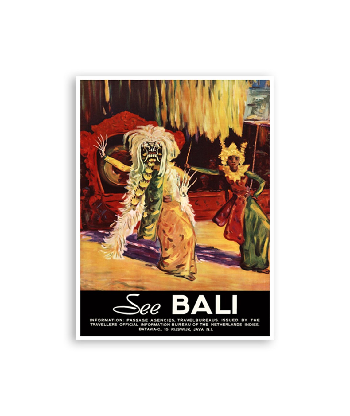 Bali Travel Poster Art Print, Tropical Ocean
