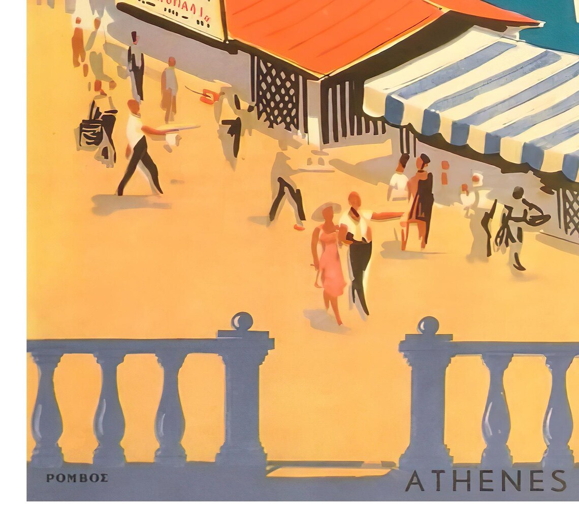 Greece Athens Harbor Vintage Travel Poster Baie De Castella Boats - Image 2
