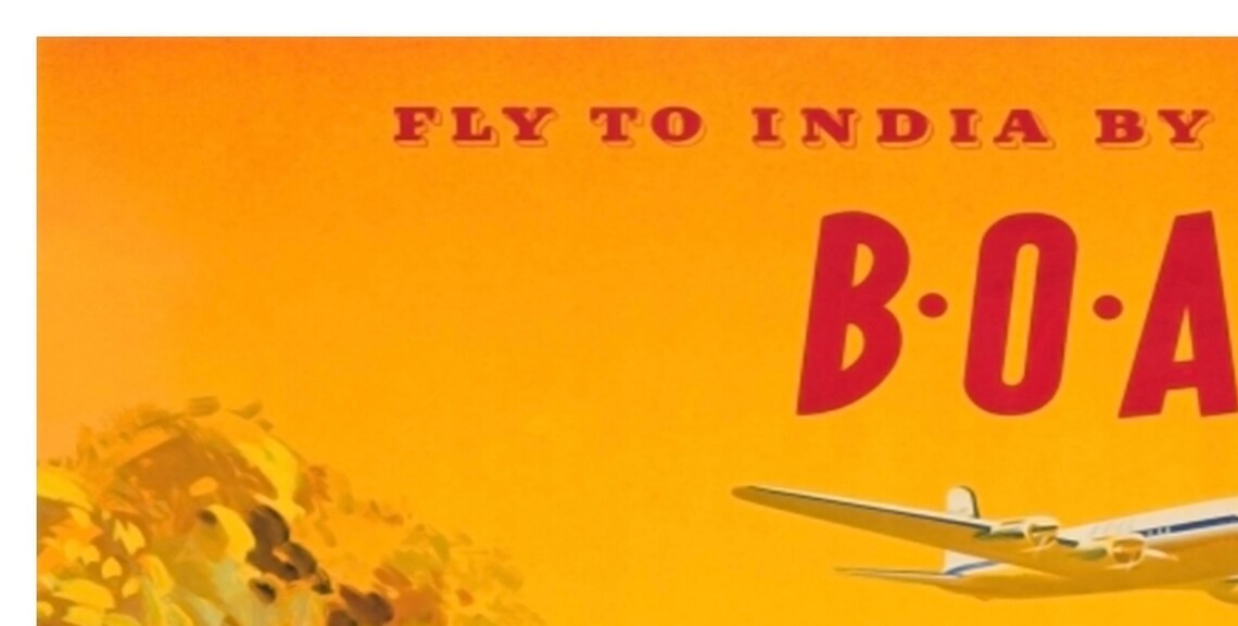 Fly To India B.O.A.C Elephant Festival Vintage Travel Poster - Image 2