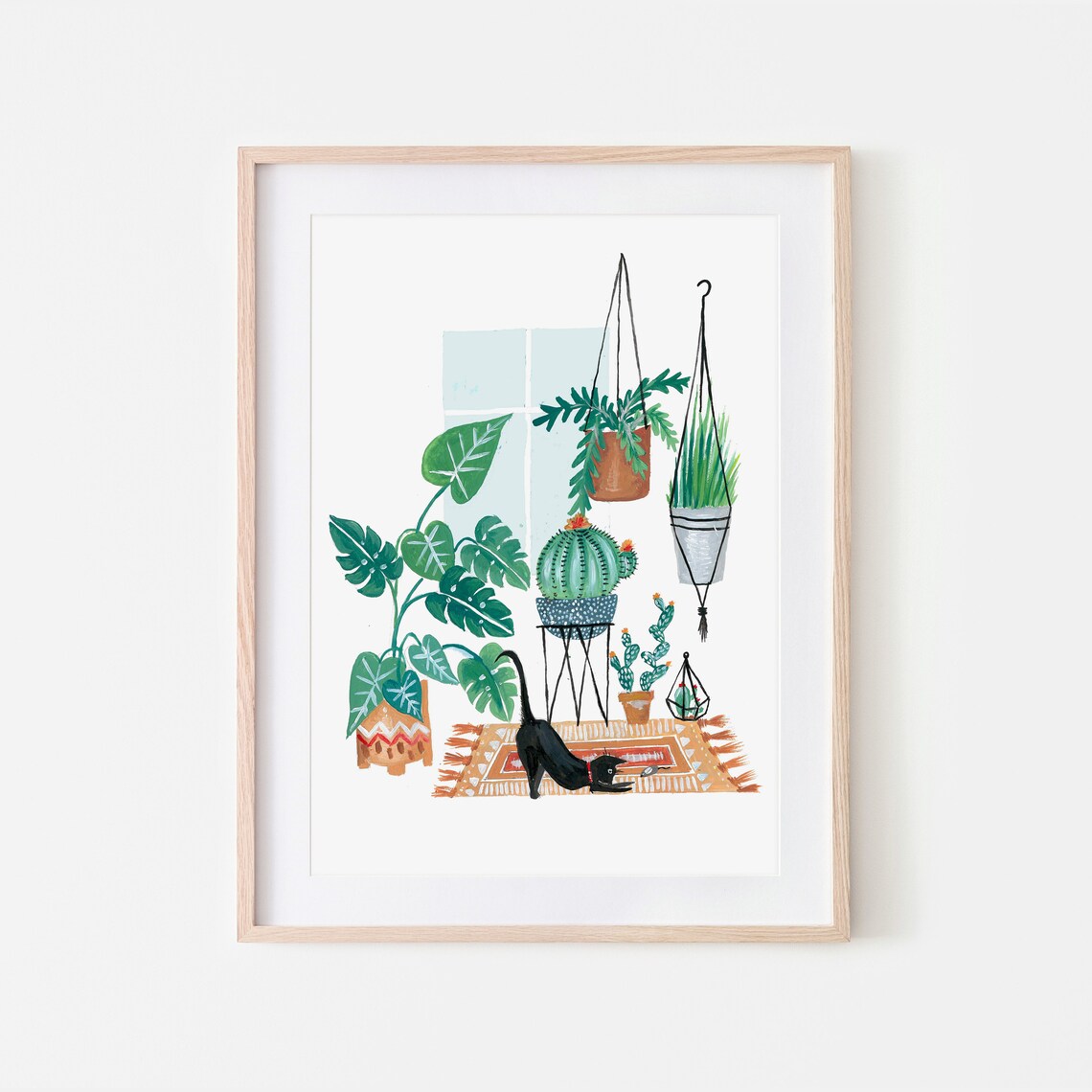 Black Cat Cat Art Christmas Gift Art Print