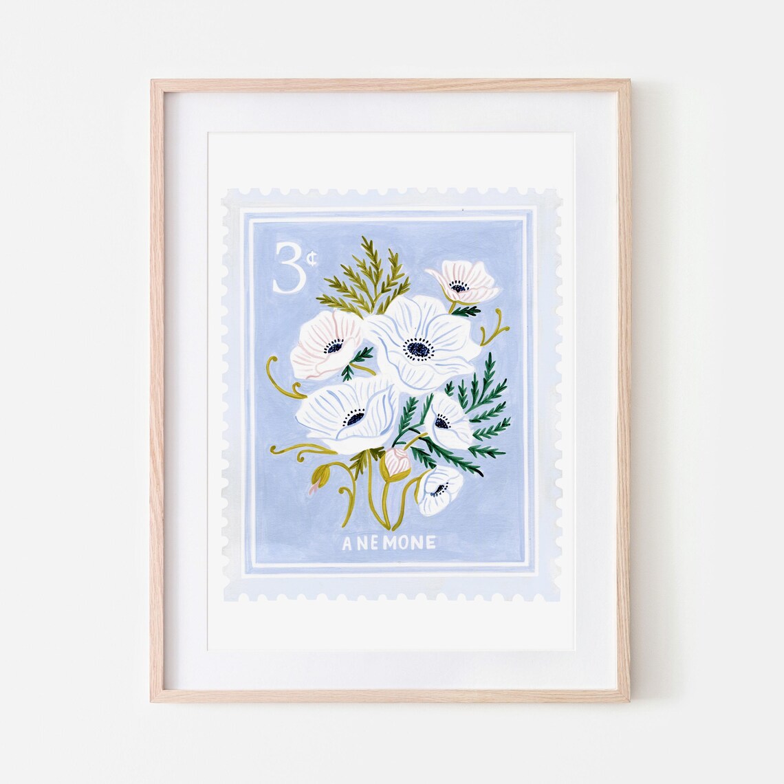 Anemone Vintage Floral Art Print, Botanical Poster