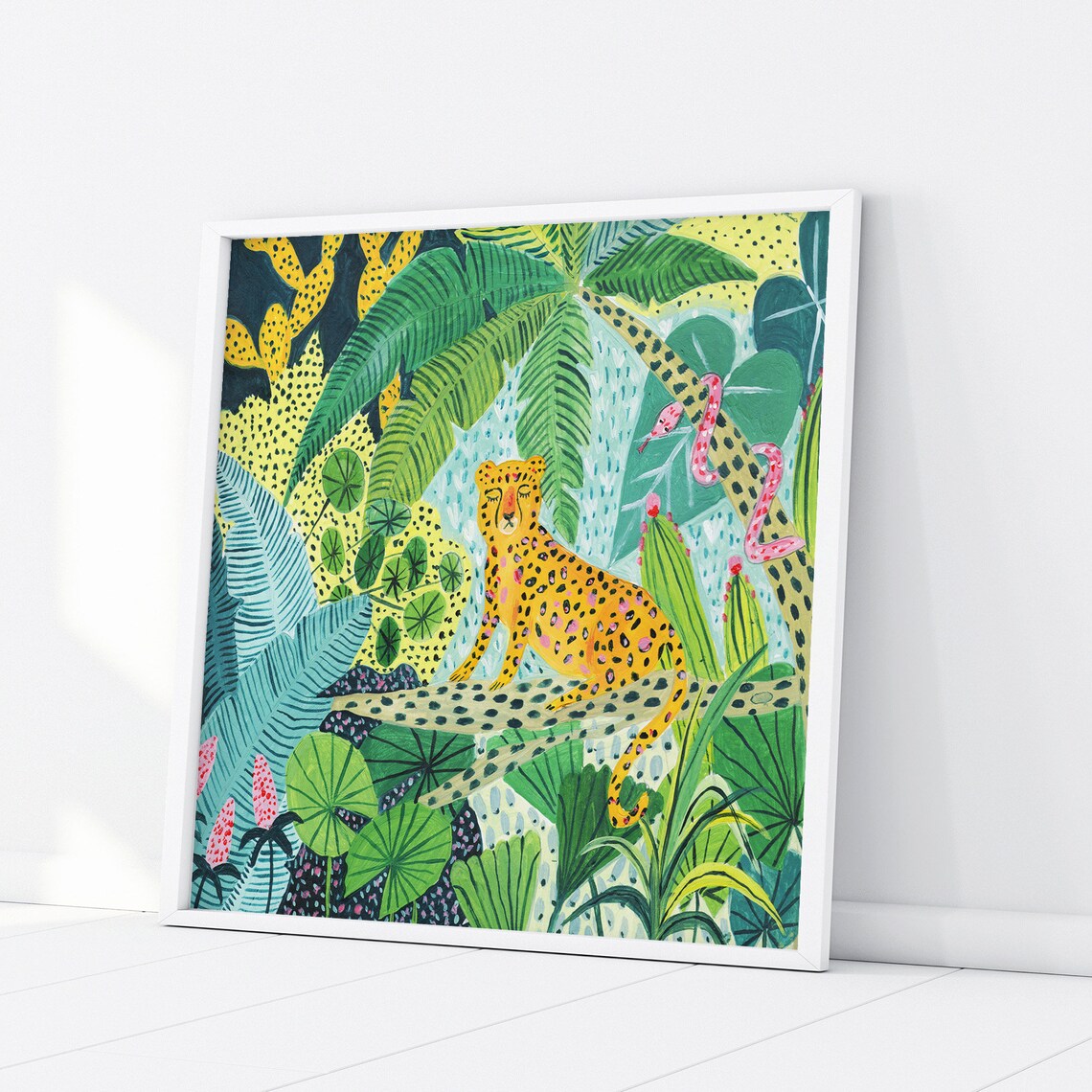 Leopard Print Botanical Jungle Safari Nursery Art Print - Image 3